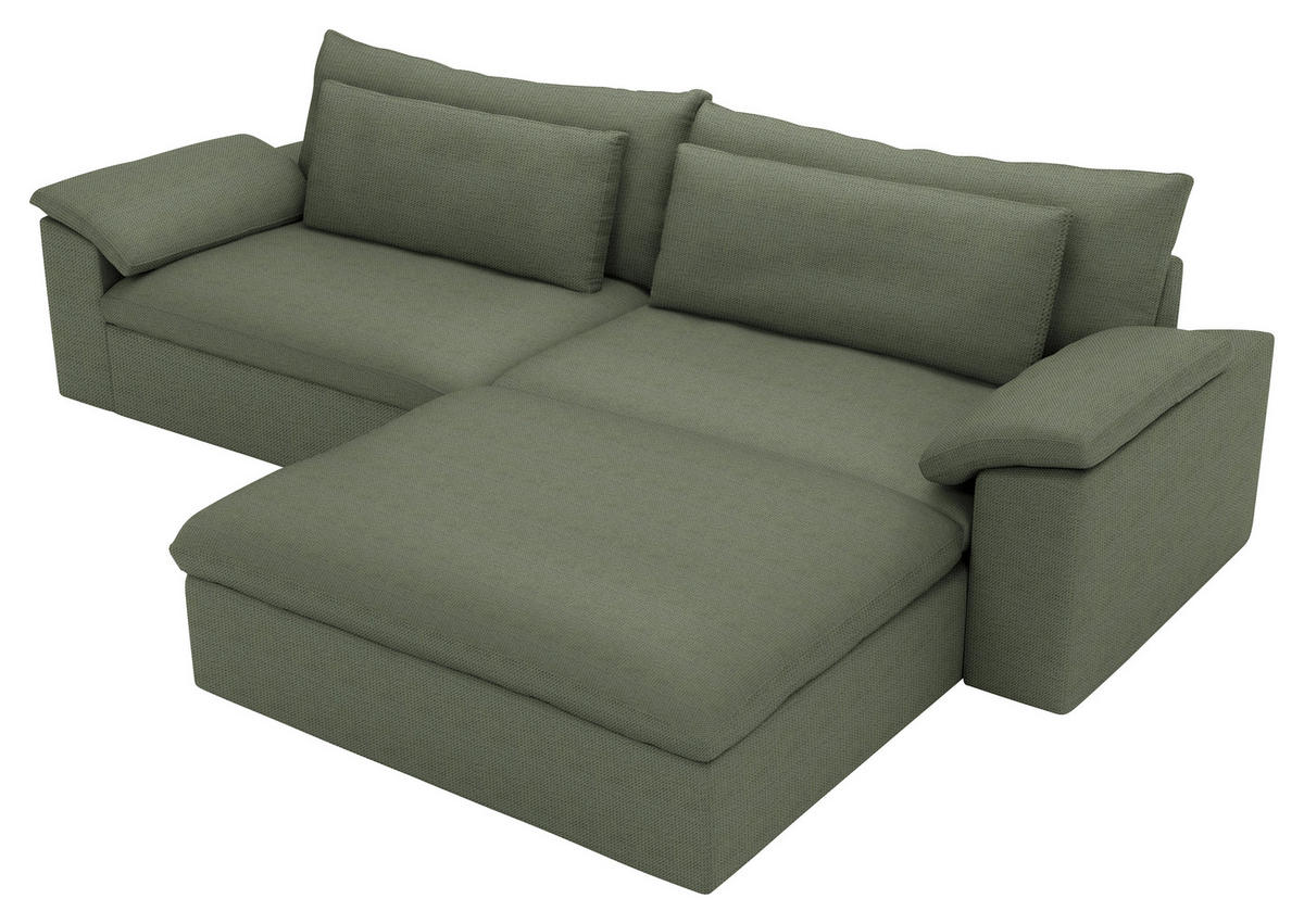 ECKSOFA  Chenille Dunkelgrün  - Dunkelgrün/Schwarz, Modern, Kunststoff/Textil (306/198cm) - Carryhome