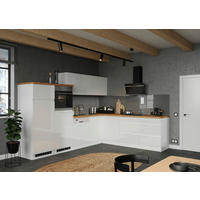 Eckküche Monza mit Geräten 300/240 cm  in Weiss, Eiche Wotan, Weiss Hochglanz  - Weiss Hochglanz/Weiss, Lifestyle, Holzwerkstoff (300/240cm) - Held