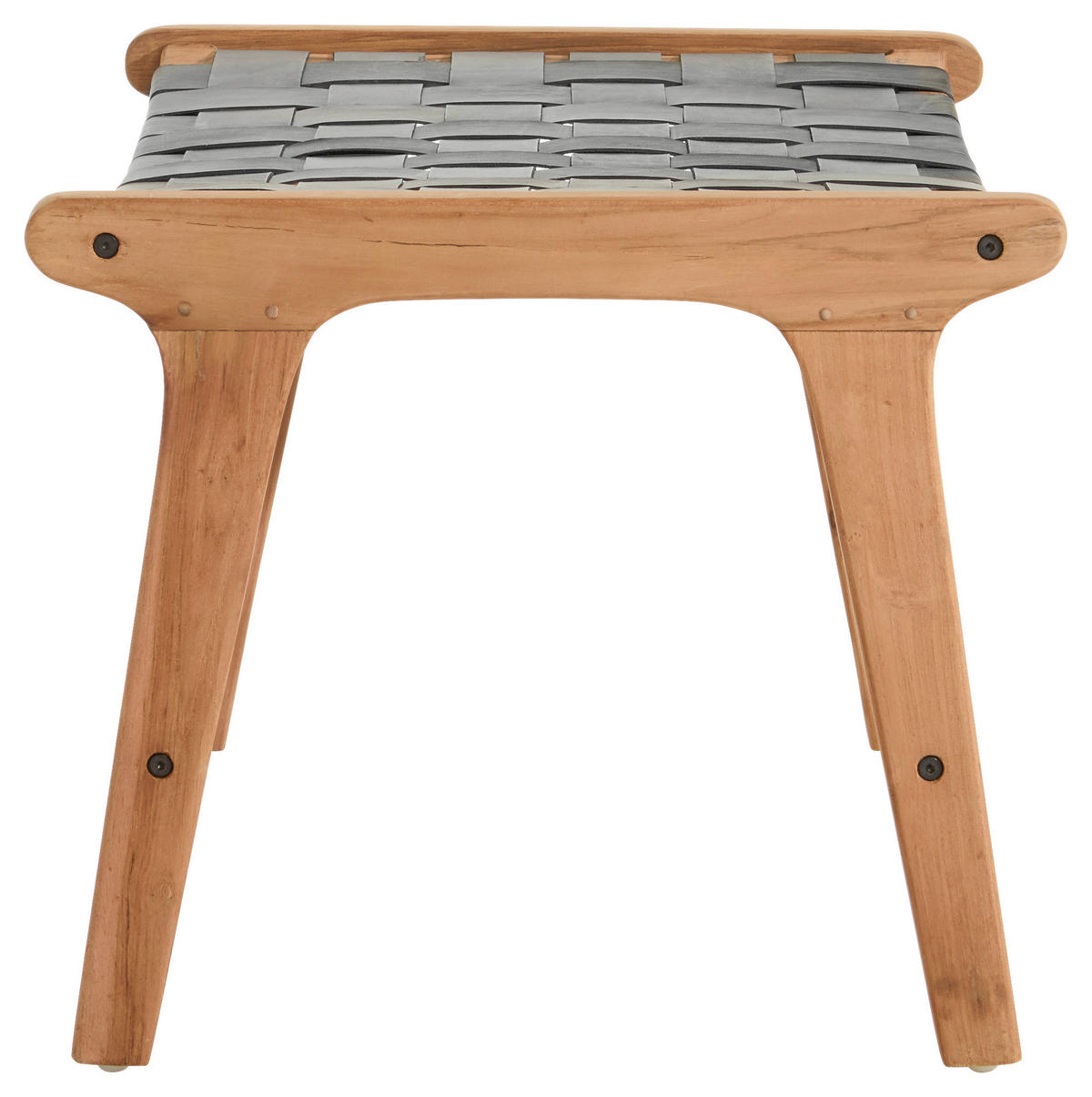 HOCKER in Holz, Leder Naturfarben, Schwarz  - Schwarz/Naturfarben, Design, Leder/Holz (65/40,5/46cm) - Livetastic