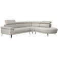 ECKSOFA in Velours Beige  - Beige/Schwarz, Design, Textil/Metall (299/264cm) - Novel