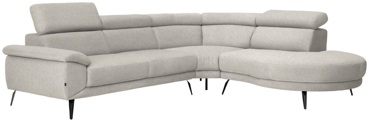 ECKSOFA in Velours Beige  299/264 cm  - Beige/Schwarz, Design, Textil/Metall (299/264cm) - Novel