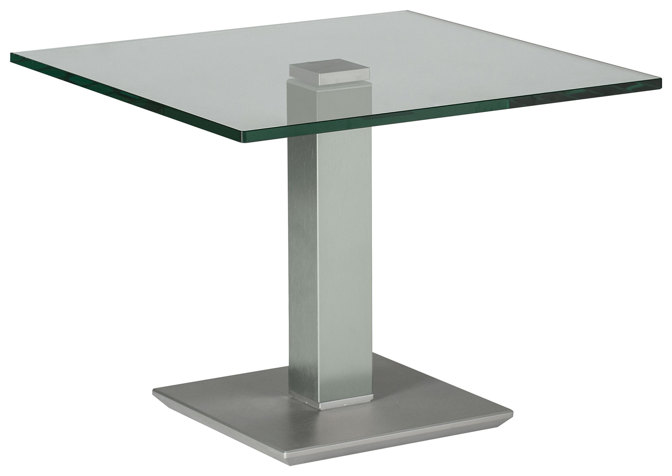 Beistelltisch in Metall, Glas 60/60/46-65 cm