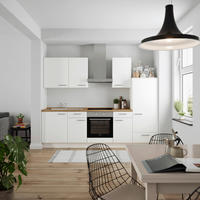 KÜCHENBLOCK Touch 270 cm  in Eichefarben, Weiß  - Edelstahlfarben/Eichefarben, MODERN, Holzwerkstoff/Metall (270cm) - Nobilia