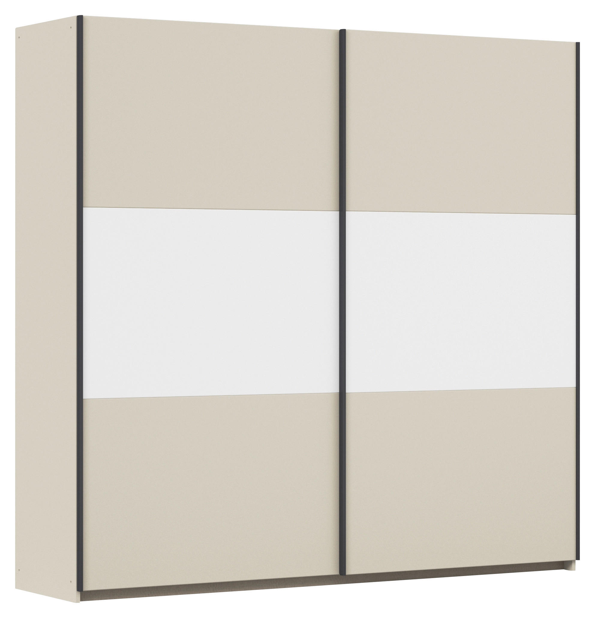 SCHWEBETÜRENSCHRANK in Weiss, Alufarben, Champagner  - Weiss/Champagner, Modern, Holzwerkstoff/Metall (218/210/59cm) - Rauch Möbel