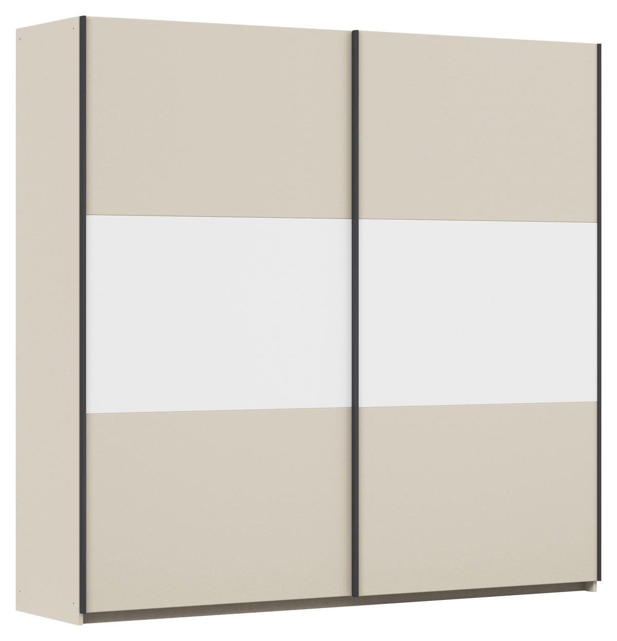 SCHWEBETÜRENSCHRANK in Weiss, Alufarben, Champagner  - Weiss/Champagner, Modern, Holzwerkstoff/Metall (218/210/59cm) - Rauch Möbel