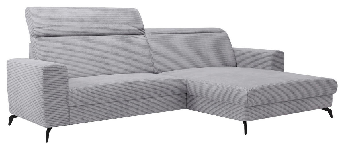ECKSOFA in Cord Hellgrau  - Hellgrau/Schwarz, Konventionell, Textil/Metall (290/178cm) - Sit & More