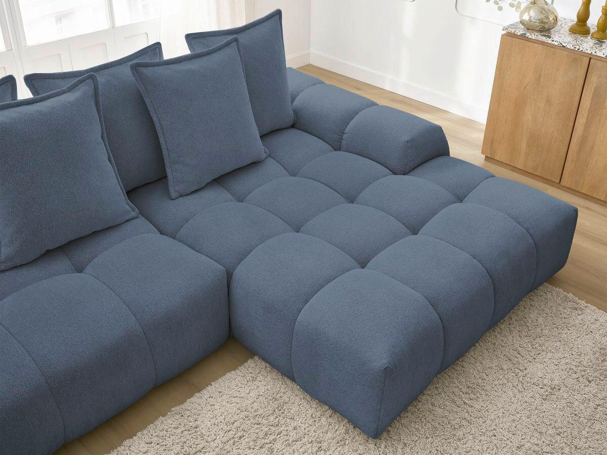 ECKSCHLAFSOFA EVEREST  mit Rücken echt, Armteil links, Armteil rechts Flachgewebe Dunkelblau  - Schwarz/Dunkelblau, MODERN, Kunststoff/Textil (318/180cm) - Livetastic