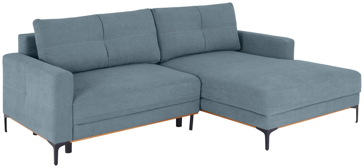 ECKSOFA in Hellblau  - Schwarz/Hellblau, Modern, Textil/Metall (238/162cm) - Ondega