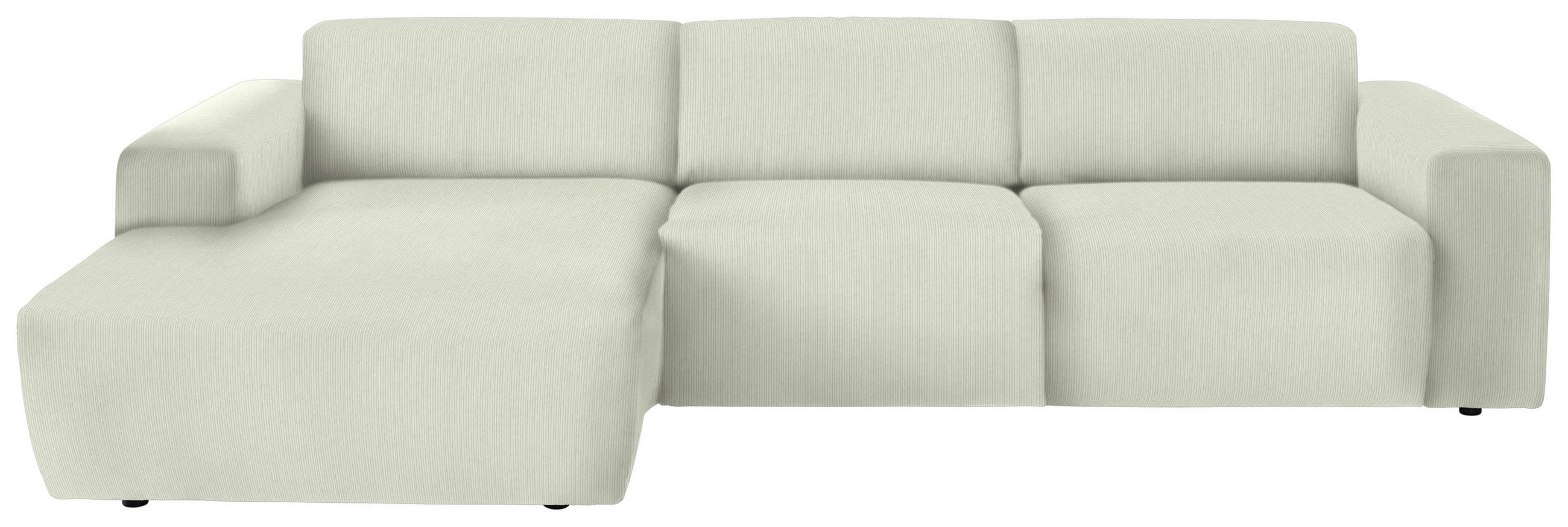 ECKSOFA in Feincord Creme  - Creme/Schwarz, Design, Kunststoff/Textil (174/302cm) - Beldomo Style