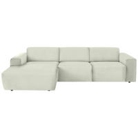 ECKSOFA Creme Feincord  - Creme/Schwarz, Design, Kunststoff/Textil (174/302cm) - Beldomo Style