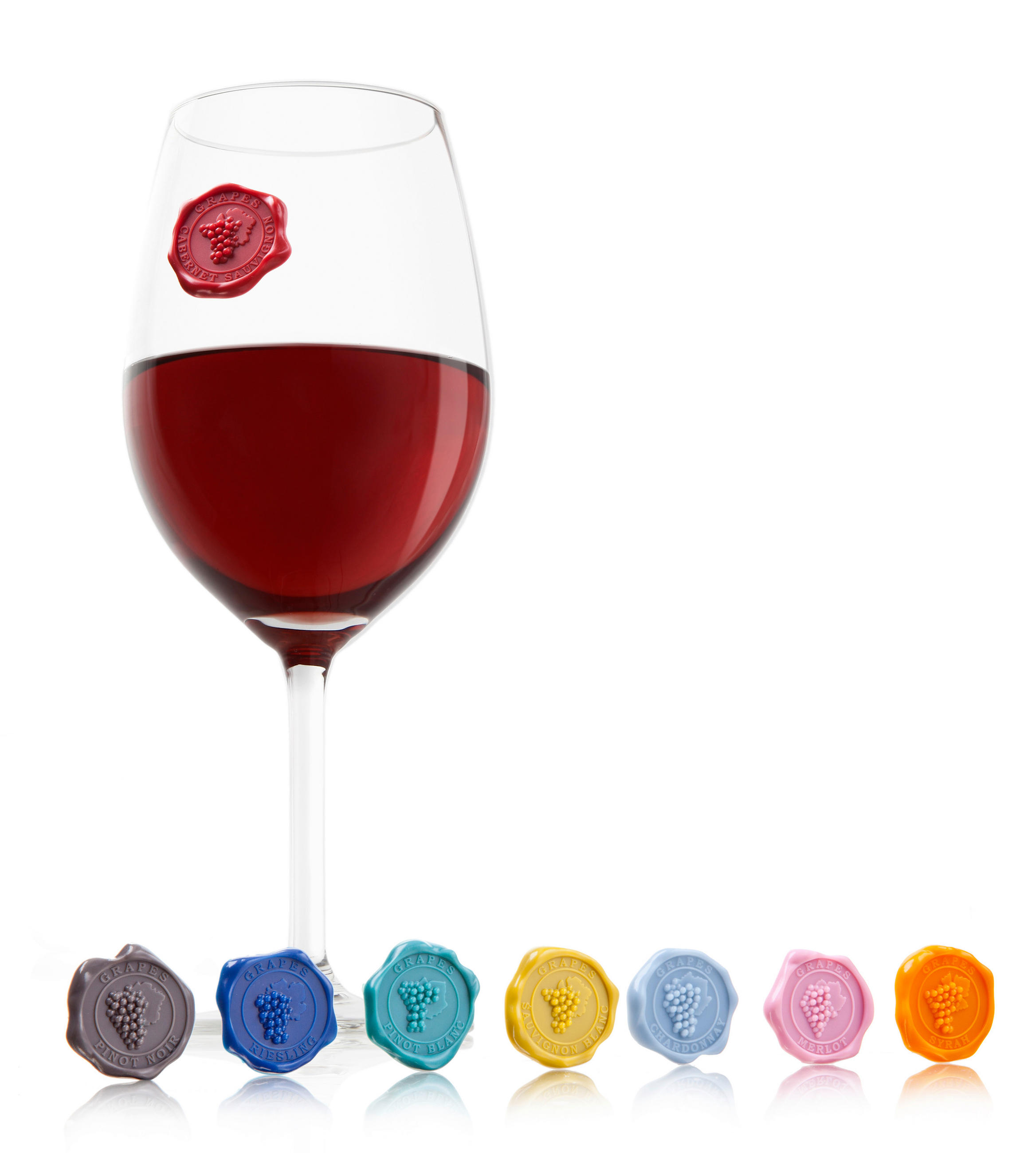 SET OBELEŽIVAČA ZA ČAŠE - višebojna, Konvencionalno, plastika (3/0,8/3,2cm) - Vacu Vin