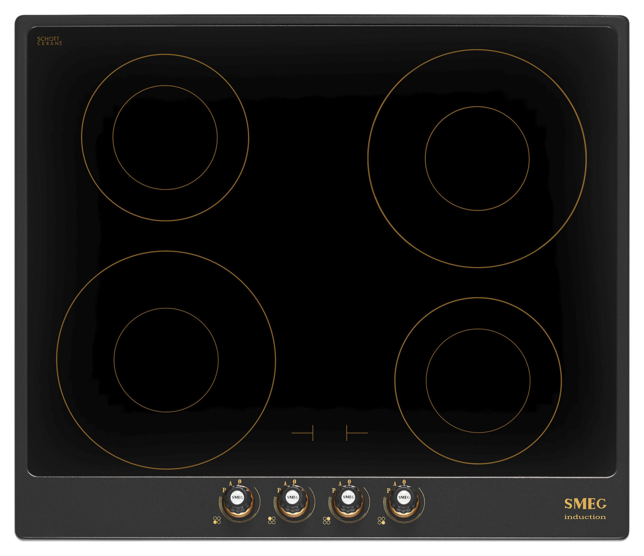 Smeg Induktionskochfeld Cortina Schwarz, Messing 59.6x60x51 cm