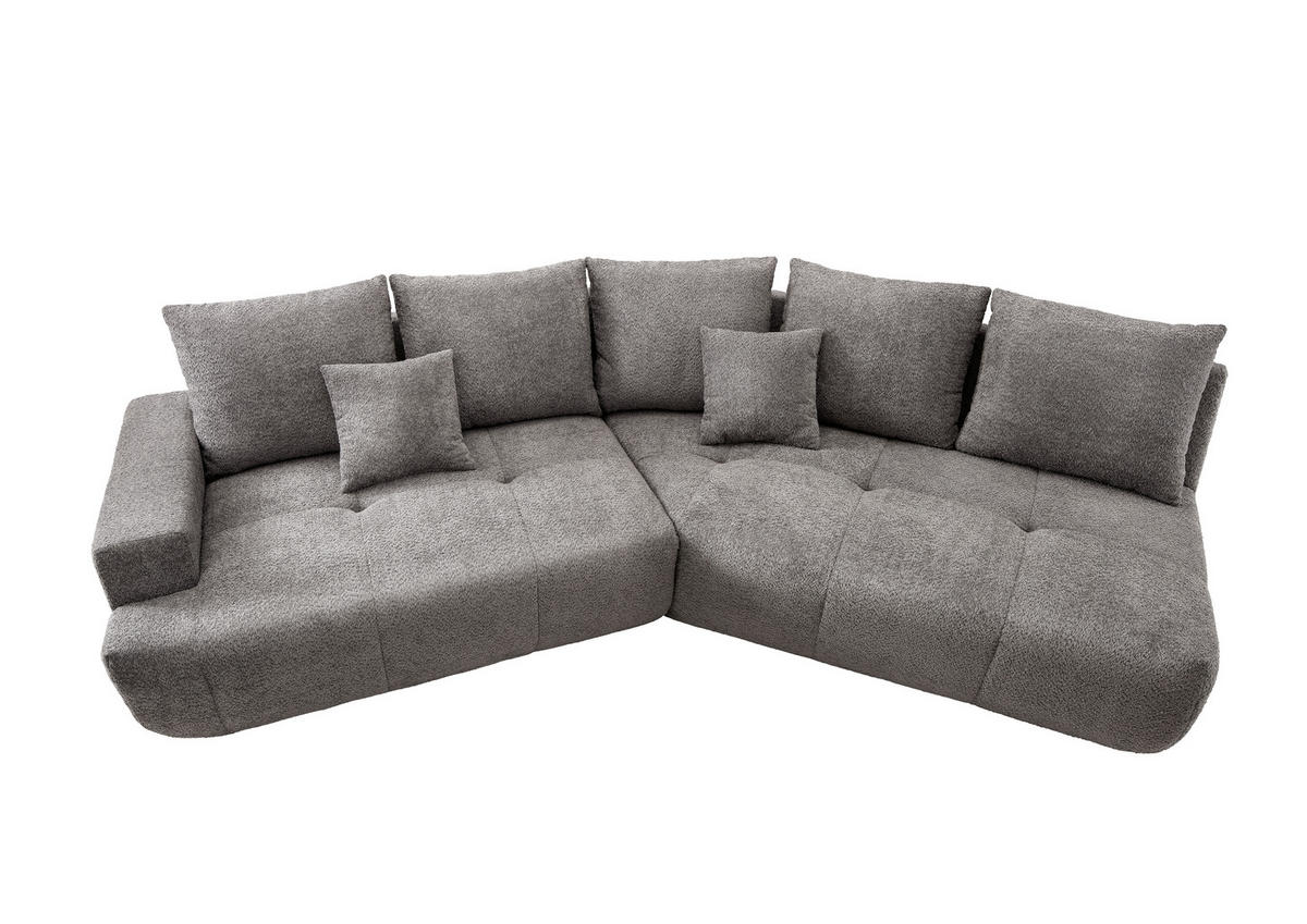 BIGSOFA in Bouclé Anthrazit  - Anthrazit/Schwarz, Modern, Kunststoff/Textil (323/91/155cm) - Livetastic
