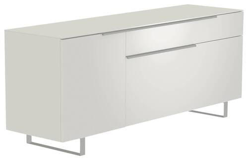 LOWBOARD in 160/66/45 cm - Alufarben/Weiß, Design, Glas/Holzwerkstoff (160/66/45cm) - Moderano