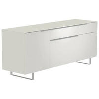 LOWBOARD Weiß, Alufarben  160/66/45 cm  - Alufarben/Weiß, Design, Glas/Holzwerkstoff (160/66/45cm) - Moderano