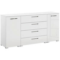 SIDEBOARD 160/81/42 cm  in Weiss, Weiss Hochglanz  - Weiss Hochglanz/Chromfarben, Design, Holzwerkstoff/Kunststoff (160/81/42cm) - Novel