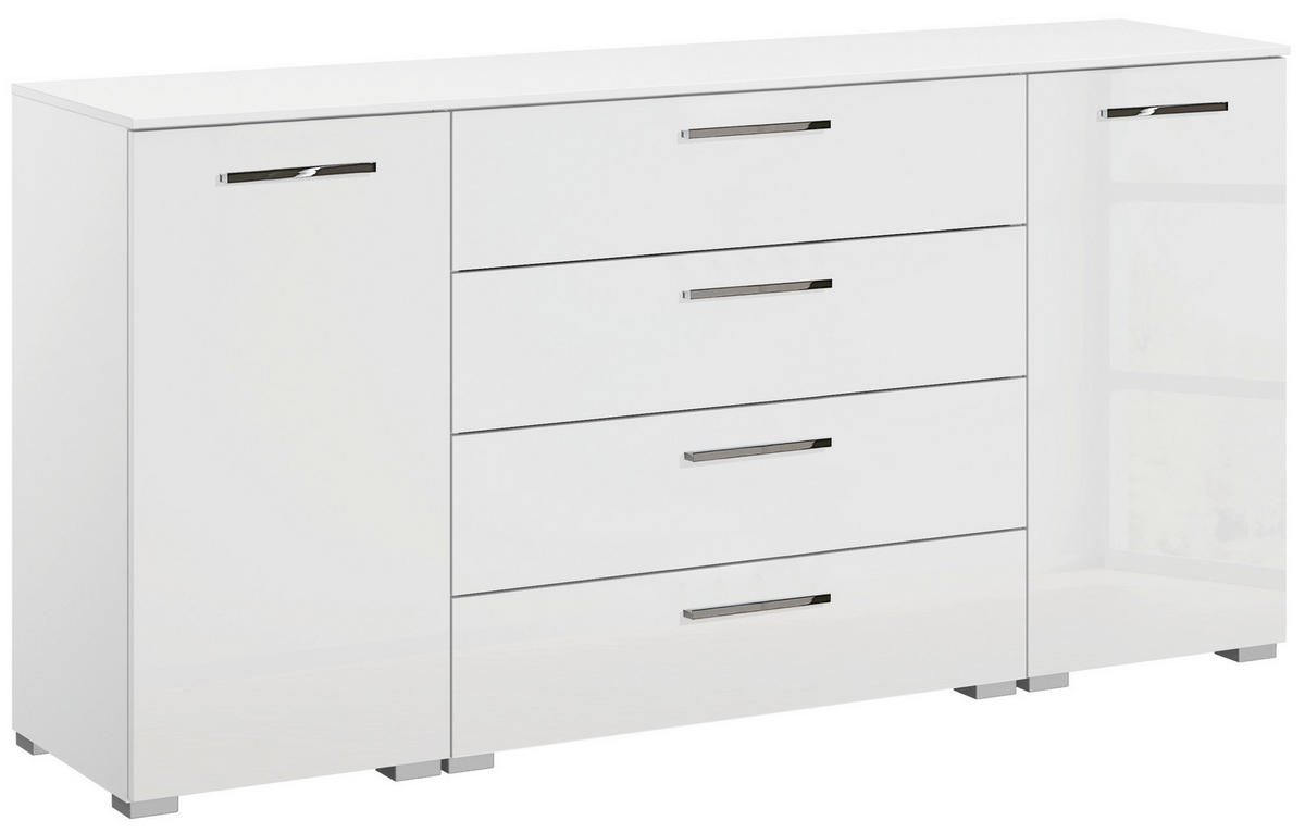 SIDEBOARD 160/81/42 cm  in Weiss, Weiss Hochglanz  - Weiss Hochglanz/Chromfarben, Design, Holzwerkstoff/Kunststoff (160/81/42cm) - Novel
