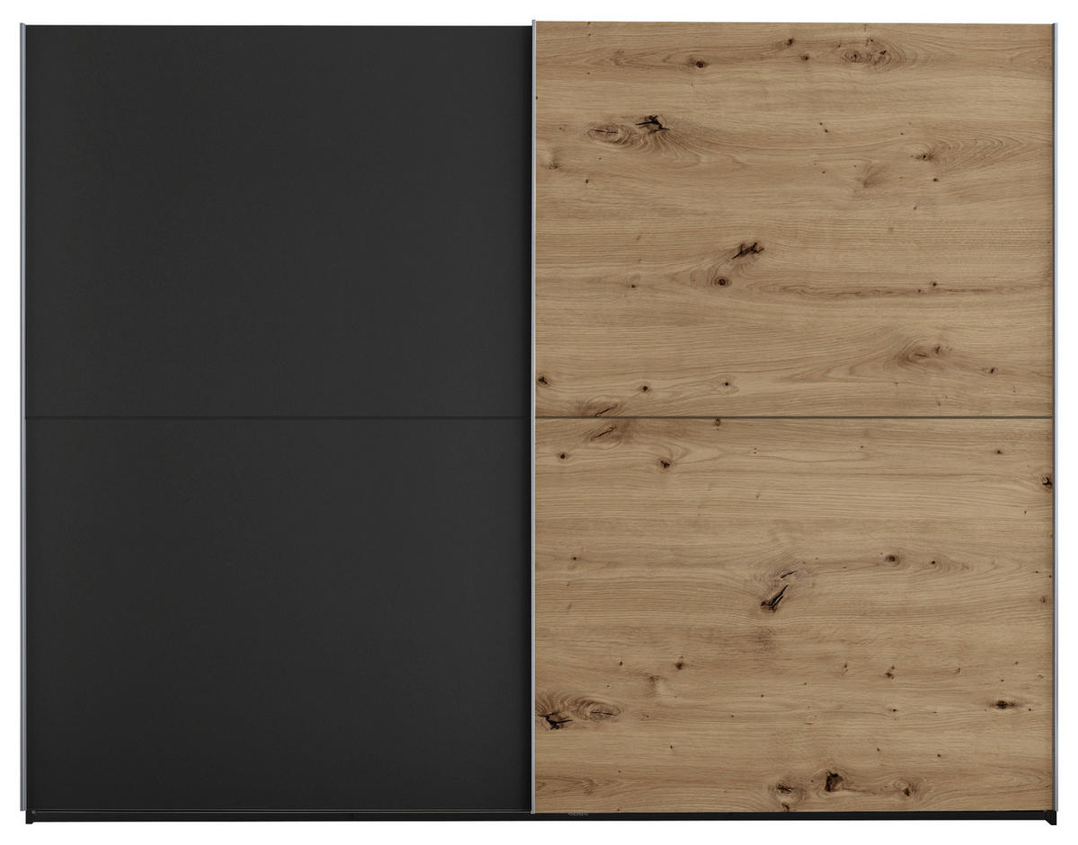 SCHWEBETÜRENSCHRANK in Graphitfarben, Eiche Artisan  - Alufarben/Graphitfarben, Modern, Holzwerkstoff/Metall (270/210/60cm) - Livetastic
