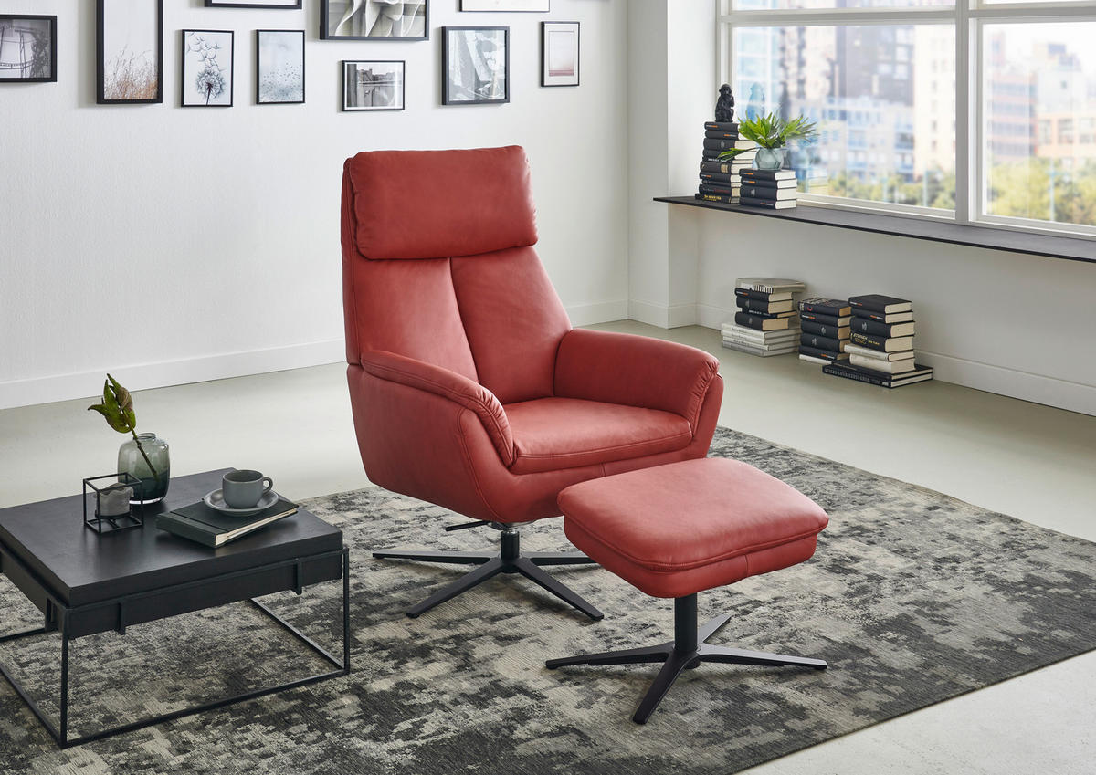 RELAXSESSEL in Textil Rot  - Rot/Schwarz, Design, Textil/Metall (79/108/89cm) - Beldomo System