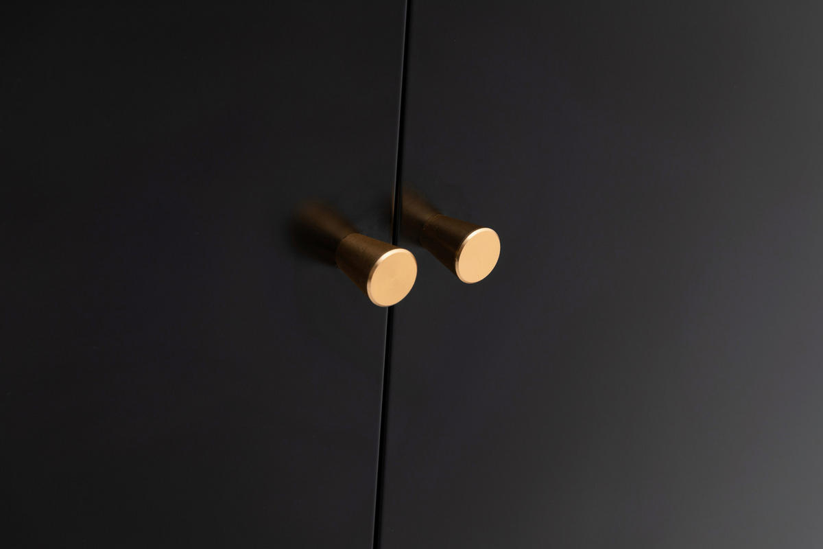 VITRINE  in Schwarz, Transparent  - Transparent/Goldfarben, Design, Glas/Metall (80/185/40cm) - MID.YOU