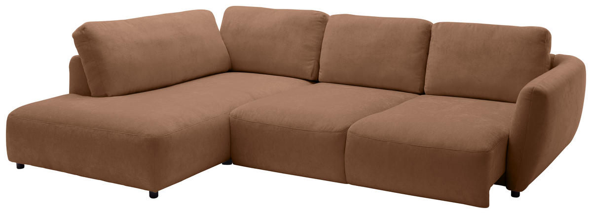 ECKSOFA  in Chenille Braun  224/307 cm  - Schwarz/Braun, KONVENTIONELL, Kunststoff/Textil (224/307cm) - Hom`in