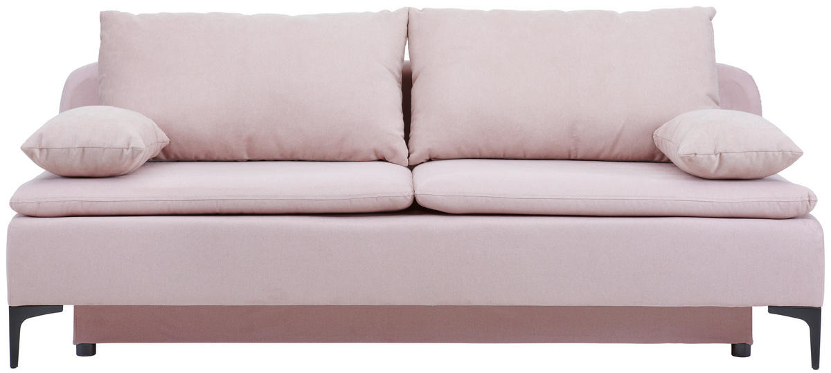 SCHLAFSOFA in Flachgewebe Rosa  - Schwarz/Rosa, Design, Textil/Metall (203/75/100cm) - MID.YOU