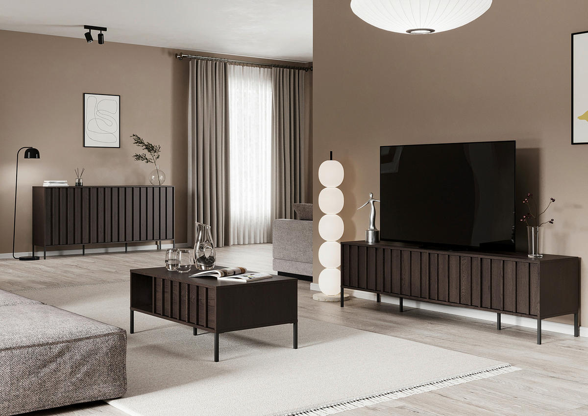 SIDEBOARD 180/88,2/40 cm  - Wengefarben/Schwarz, Design, Holz/Metall (180/88,2/40cm) - MID.YOU