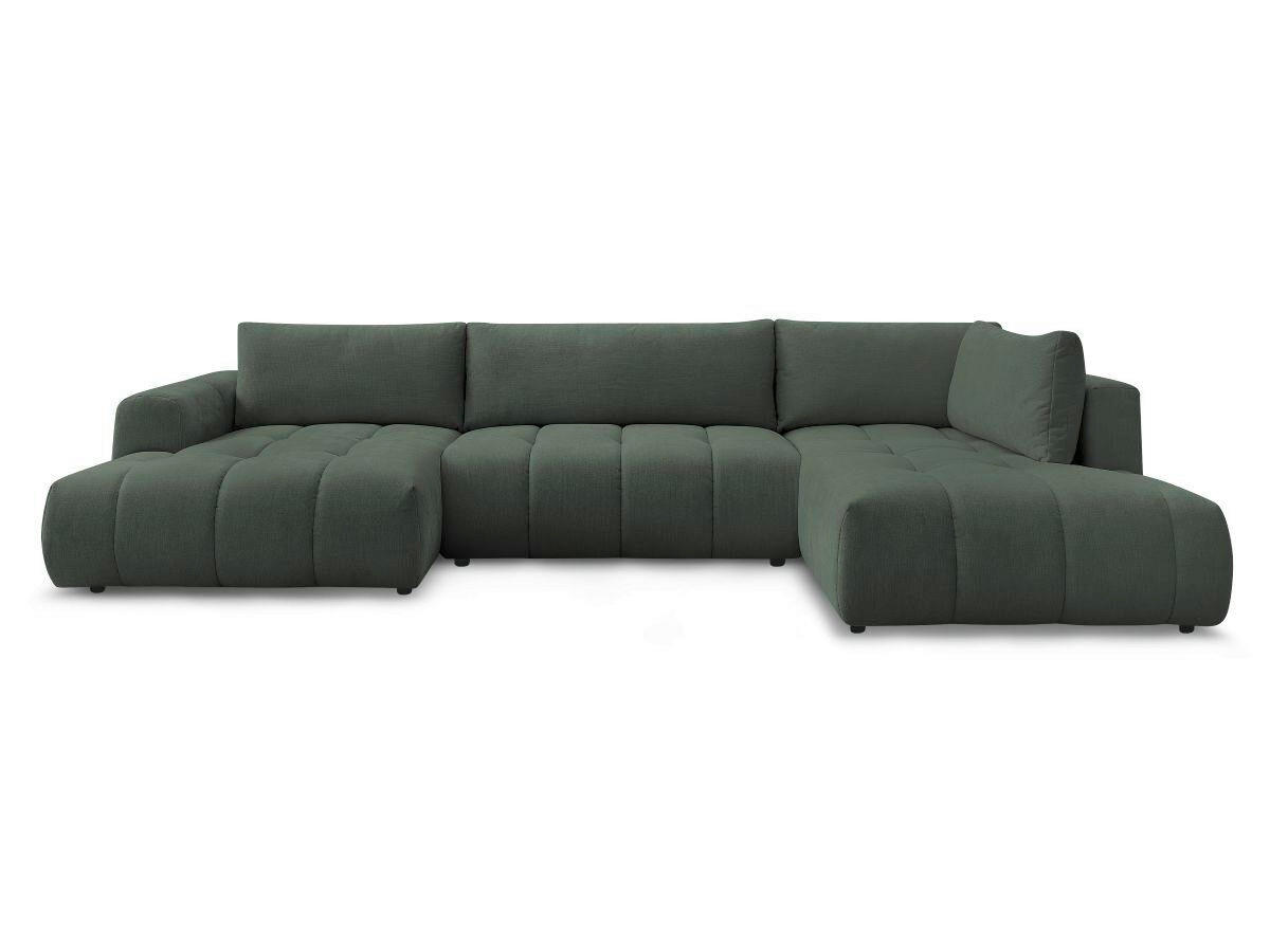 WOHNLANDSCHAFT  FUJI  Grün Leinenoptik  - Schwarz/Grün, MODERN, Kunststoff/Textil (160/377/204cm)