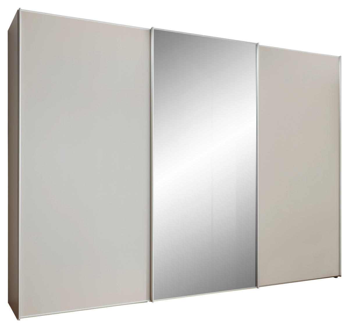 SCHWEBETÜRENSCHRANK in Sandfarben  - Sandfarben/Alufarben, Konventionell, Glas/Holzwerkstoff (249/222/68cm) - Moderano