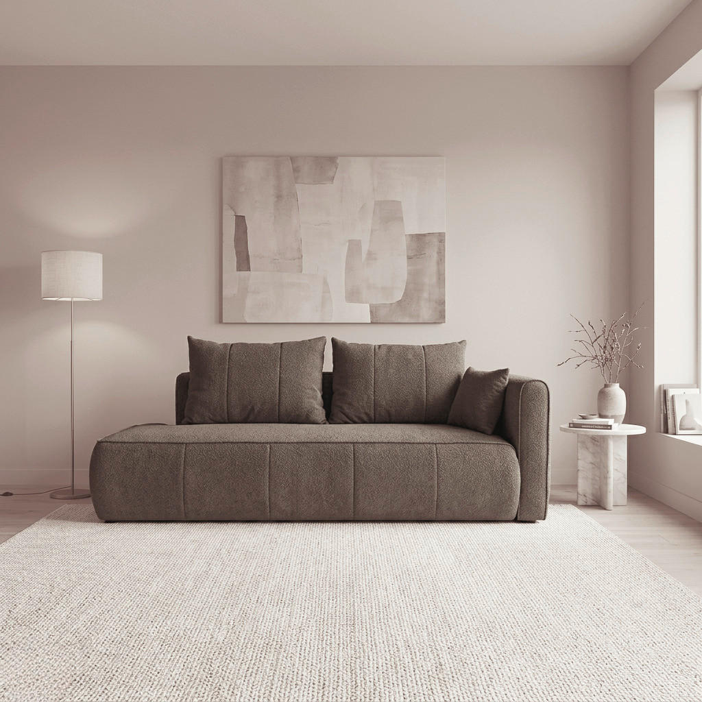 RÉCAMIERE HEVIA Braun Bouclé  inkl.  - Schwarz/Braun, Design, Kunststoff/Textil (235/97/98cm) - MID.YOU