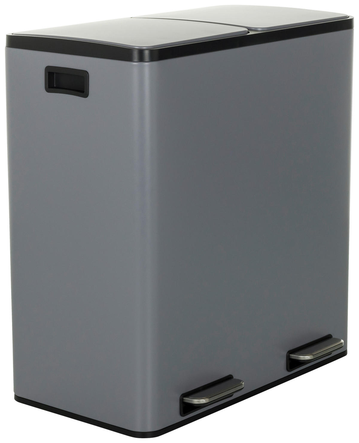 ABFALLSAMMLER 2x30 L  - Schwarz/Grau, MODERN, Kunststoff/Metall (58,5/62/32cm) - MID.YOU