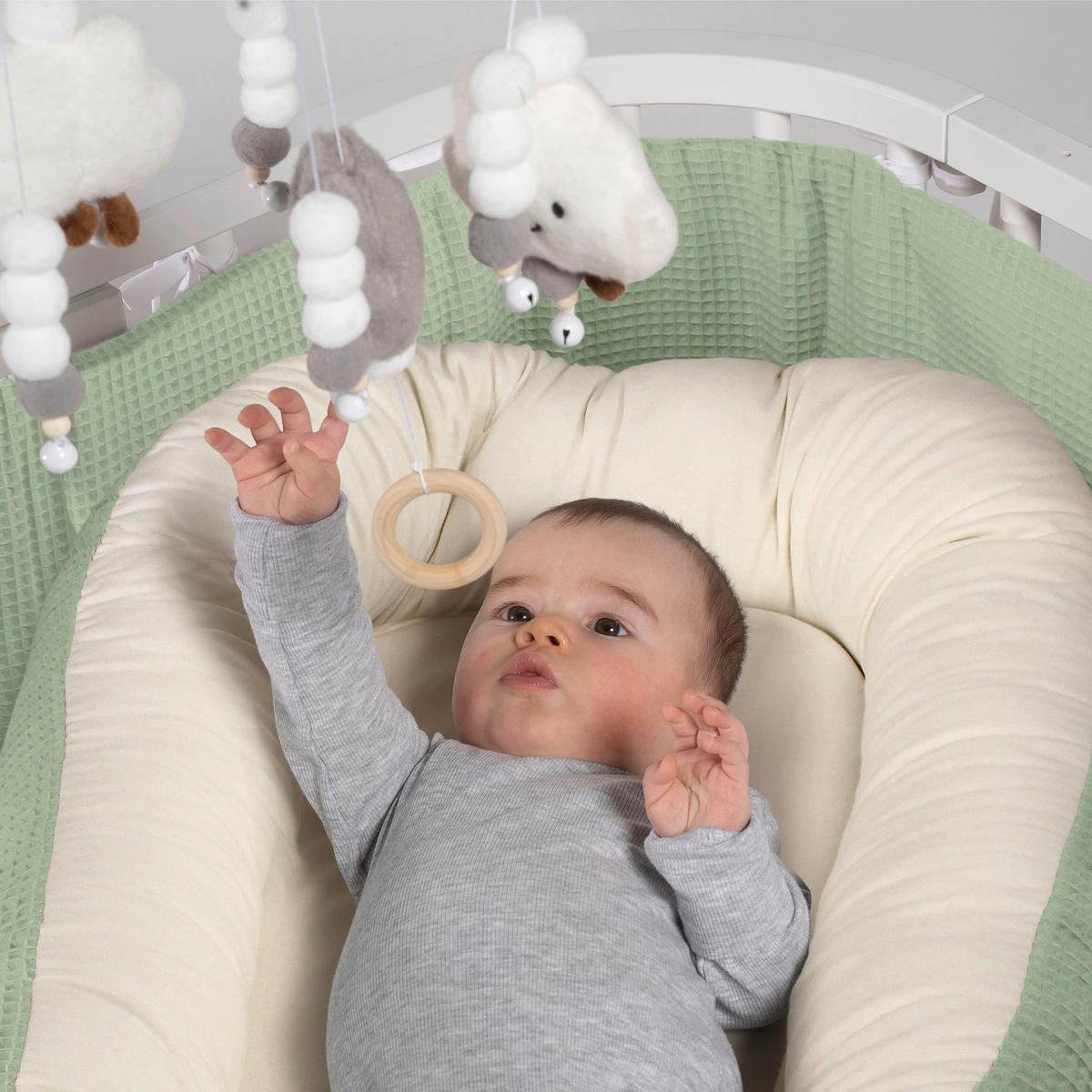 KUSCHELNEST babybay Kuschelnest Waffelpiqué  90/50/13 cm   - Jadegrün, Basics, Textil (90/50/13cm) - Babybay