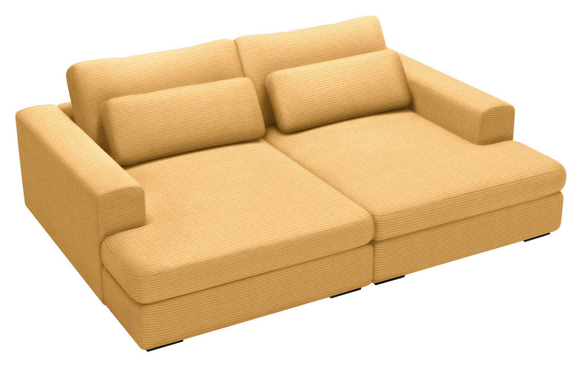 BIGSOFA in Cord Gelb  - Gelb/Schwarz, Design, Textil (223/80/158cm) - Lomoco