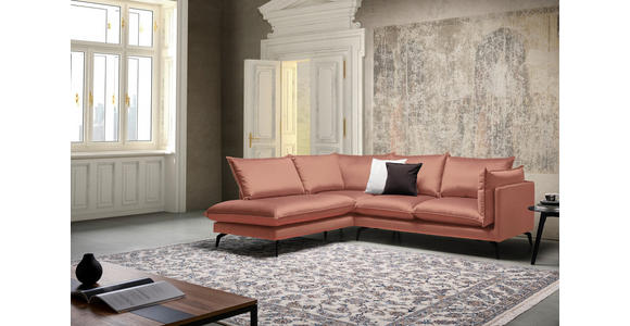 ECKSOFA in Samt Orange  - Schwarz/Orange, Design, Textil/Metall (200/241cm) - Carryhome