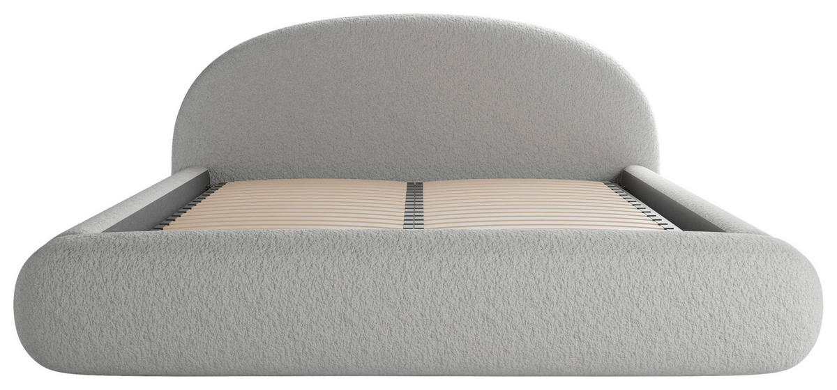 POLSTERBETT 140/200 cm,  in Hellgrau, gepolstertes Kopfteil, Lattenrost, Bettkasten,  - Hellgrau/Schwarz, Design, Holz/Textil (140/200cm) - Chameo