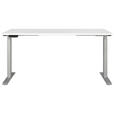 SCHREIBTISCH 160/80/72-118 cm  in Silberfarben, Weiß  - Silberfarben/Weiß, MODERN, Holzwerkstoff/Metall (160/80/72-118cm) - Novel