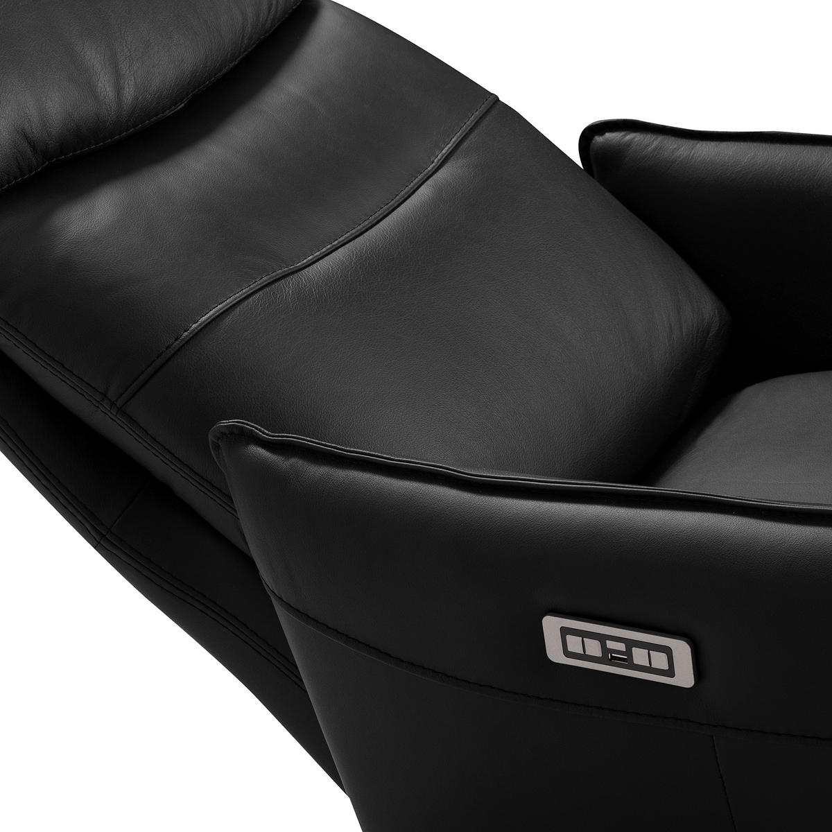 RELAXSESSEL in Leder Schwarz  - Schwarz, Design, Leder/Metall (77/107/88cm) - Livetastic