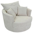 SESSEL in Chenille Creme  - Creme/Schwarz, KONVENTIONELL, Textil/Metall (115/72/115cm) - Carryhome