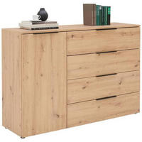 KOMMODE 135.9/92.9/42 cm  in Eichefarben  - Eichefarben/Schwarz, Konventionell, Holzwerkstoff/Metall (135.9/92.9/42cm) - Xora