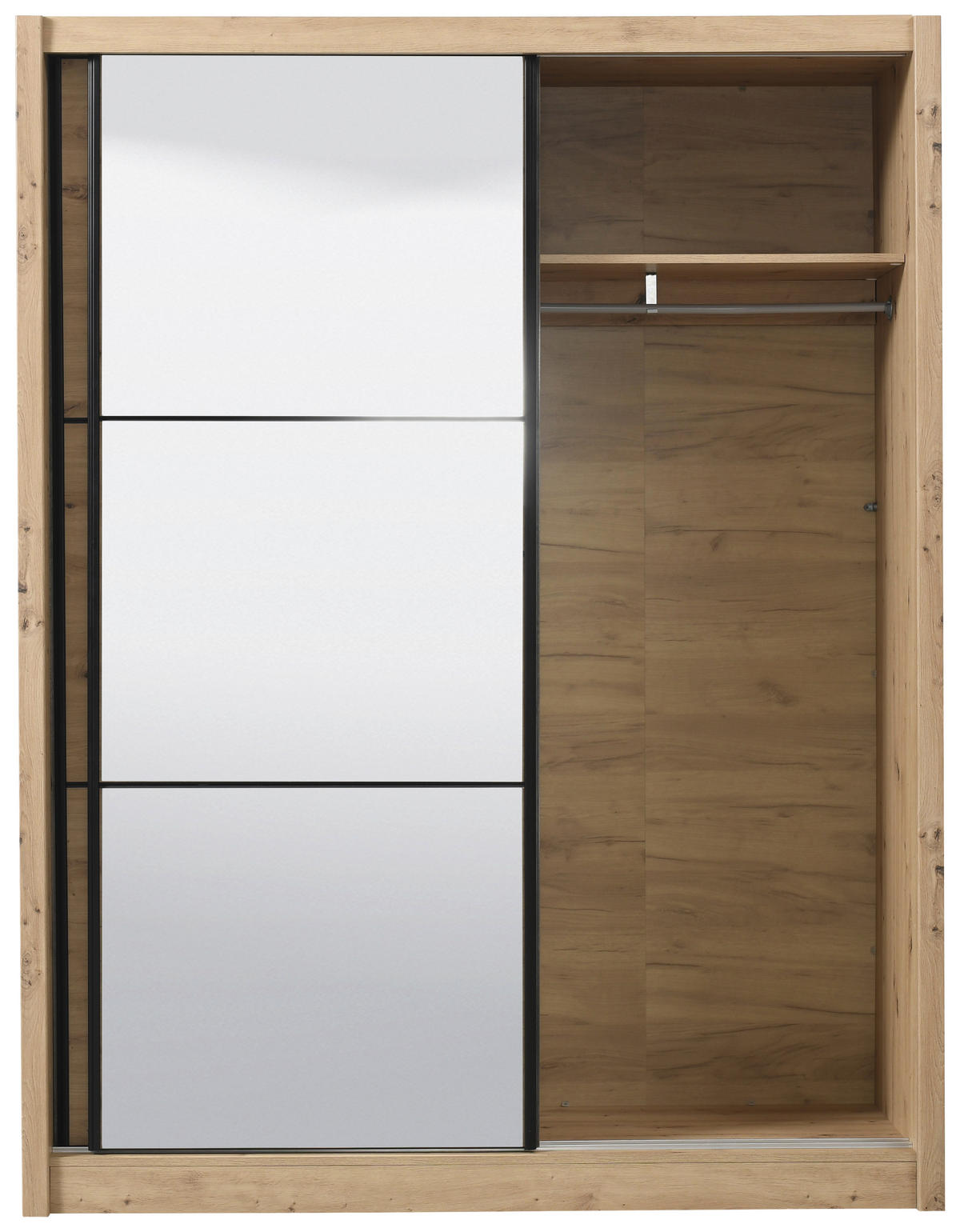 SCHIEBETÜRENSCHRANK 166/215,5/60 cm 2-türig Eiche Artisan  - Schwarz/Eiche Artisan, Basics, Glas/Holzwerkstoff (166/215,5/60cm) - Xora