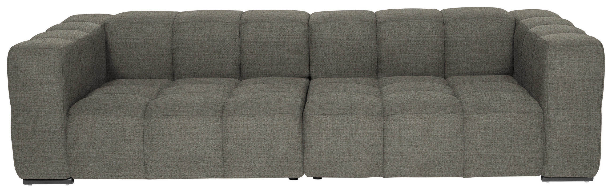 BIGSOFA  in Flachgewebe, Leinenoptik Taupe  - Taupe/Schwarz, Design, Textil/Metall (262/66/113cm) - Belluti