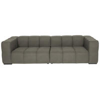 BIGSOFA  in Flachgewebe, Leinenoptik Taupe  - Taupe/Schwarz, Design, Textil/Metall (262/66/113cm) - Belluti