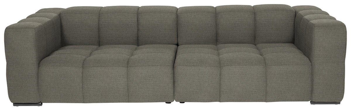 BIGSOFA  in Flachgewebe, Leinenoptik Taupe  - Taupe/Schwarz, Design, Textil/Metall (262/66/113cm) - Belluti