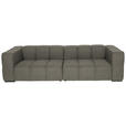 BIGSOFA  in Flachgewebe, Leinenoptik Taupe  - Taupe/Schwarz, Design, Textil/Metall (262/66/113cm) - Belluti