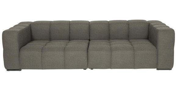 BIGSOFA  in Flachgewebe, Leinenoptik Taupe  - Taupe/Schwarz, Design, Textil/Metall (262/66/113cm) - Belluti