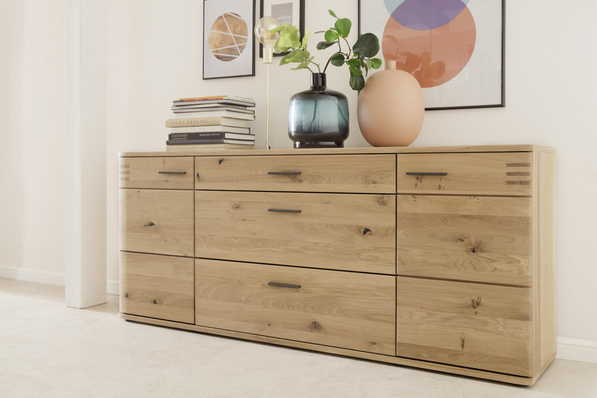SIDEBOARD 180/78/44 cm  - ek Bianco/svart, Design, metall/trämaterial (180/78/44cm) - Livetastic