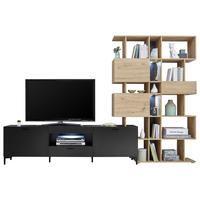 DNEVNI REGAL,  črna, barve hrasta  - črna/barve hrasta, Moderno, umetna masa/leseni material (290/195/40cm) - Ti'me