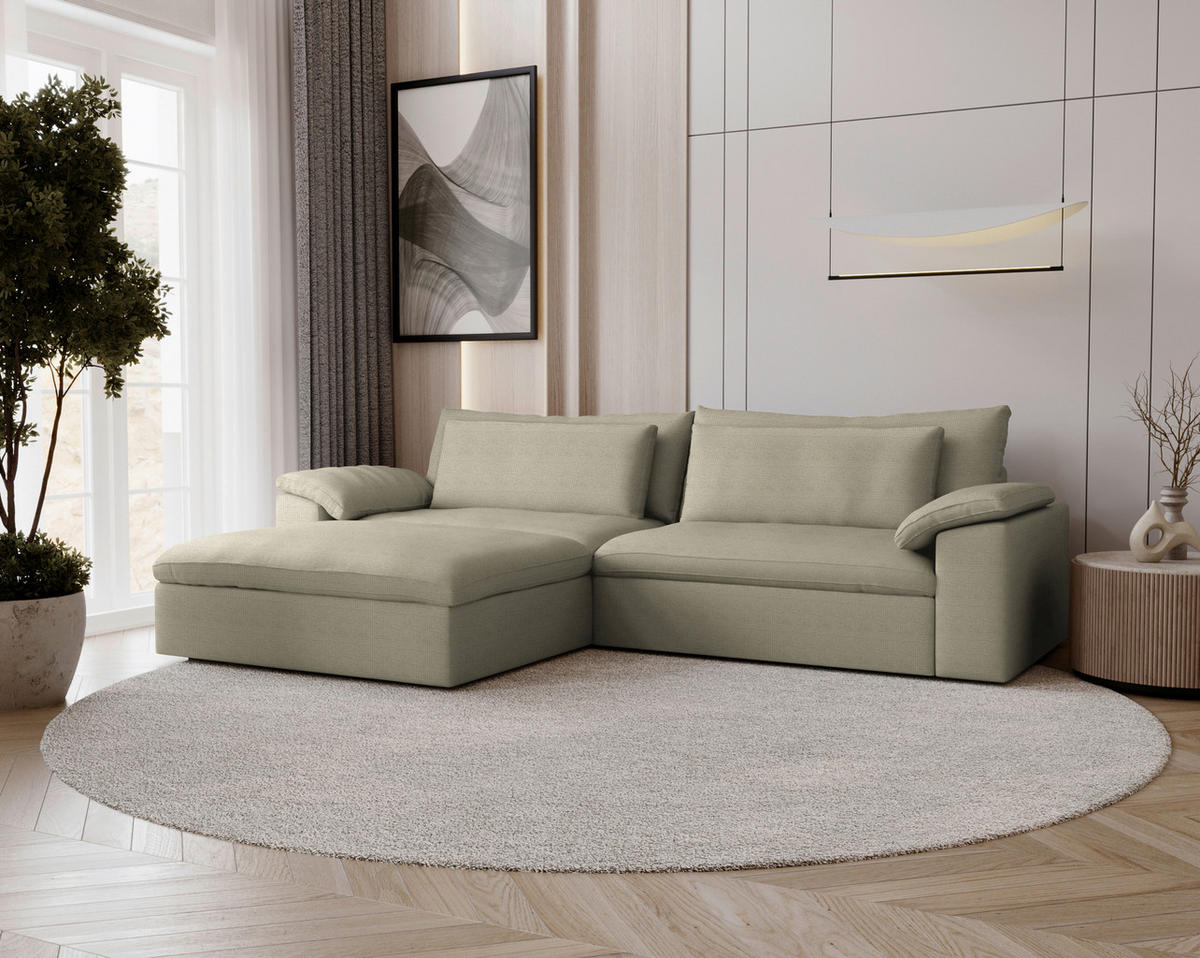 ECKSOFA  Chenille Beige  - Beige/Schwarz, Modern, Kunststoff/Textil (198/306cm) - Carryhome