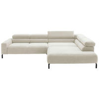 ECKSOFA inkl. Funktion in Cord Creme  - Creme/Schwarz, Modern, Textil/Metall (309/219cm) - Pure Home Lifestyle