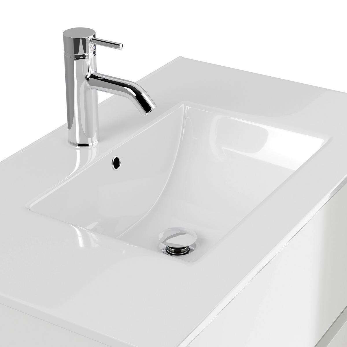 BADEZIMMER 3-teilig  in 80 cm  - Weiß Hochglanz/Weiß, Basics, Keramik/Holzwerkstoff (80cm) - MID.YOU